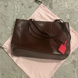 Kate Spade Dark Brown Tote with Pink Tag